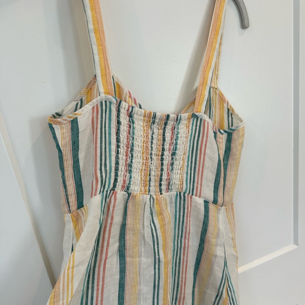 Madewell 100% Linen Button Front Midi Dress | Stripe | Size 2 | Like New - Picture 4 of 8